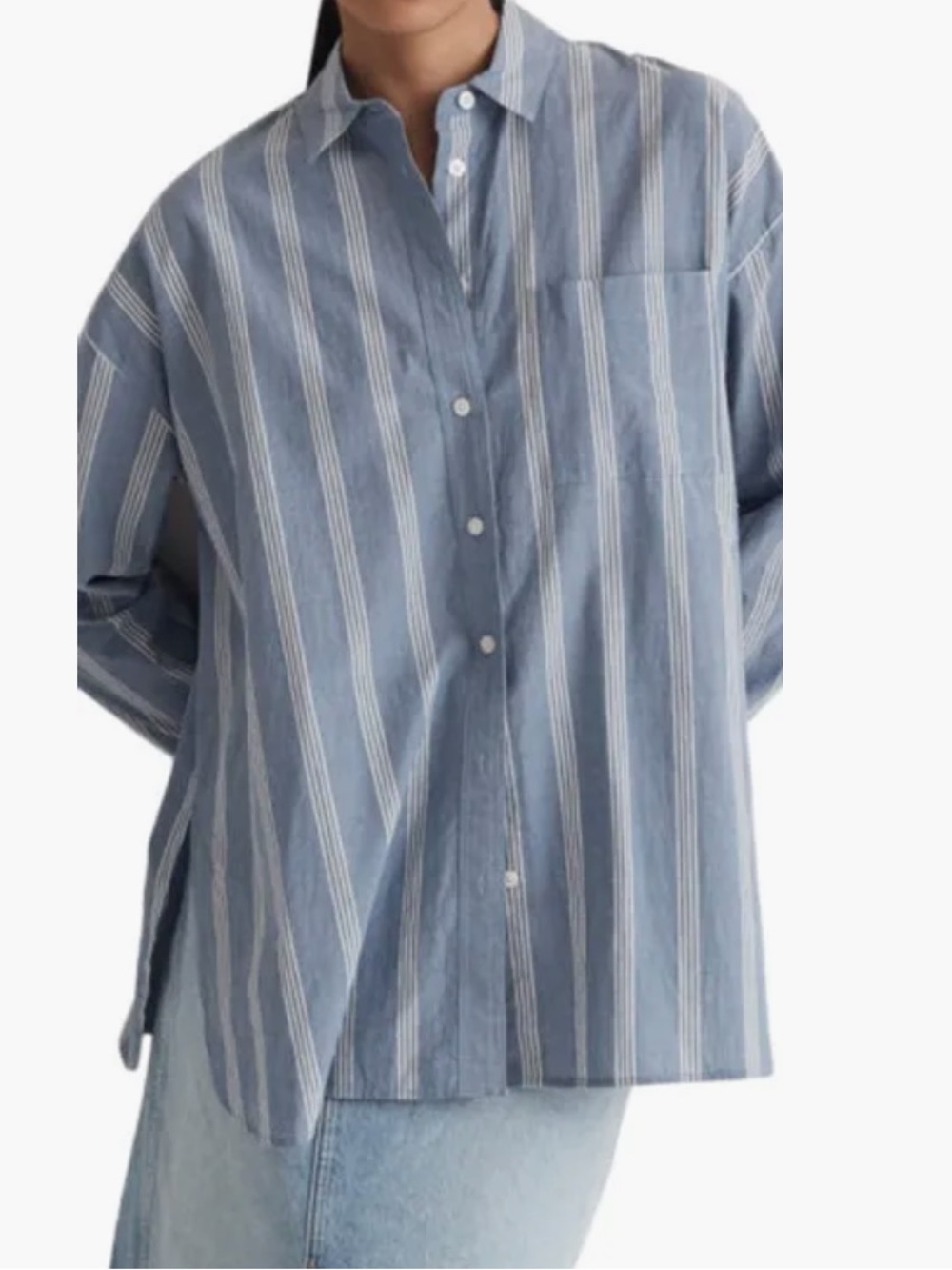 NWT Madewell The Signature Poplin Oversized Shirt XL in Dark Mediterranean